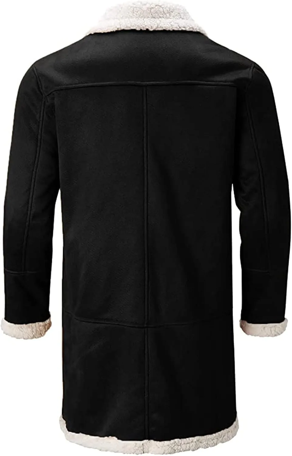 RTRDE Men's Winter Trench Coat Sherpa Lined Overcoat Lapel Long Jacket Coat Outwear, M-5XL