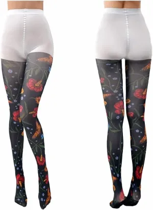 Sahabowi Women Tights, Sheer High Waist Pantyhose, Vintage Control Top Stockings, Siwa opaque print1