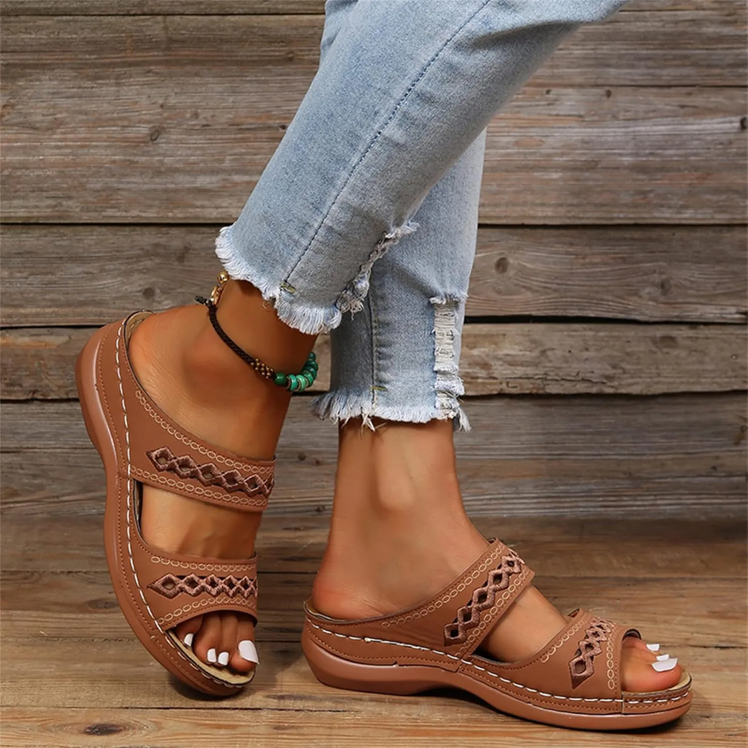 Sandals Women Dressy Summer Flat Island Cute Casual Beach Shoes Orthopedic Slippers Comfortable Orthotic Flip Flops