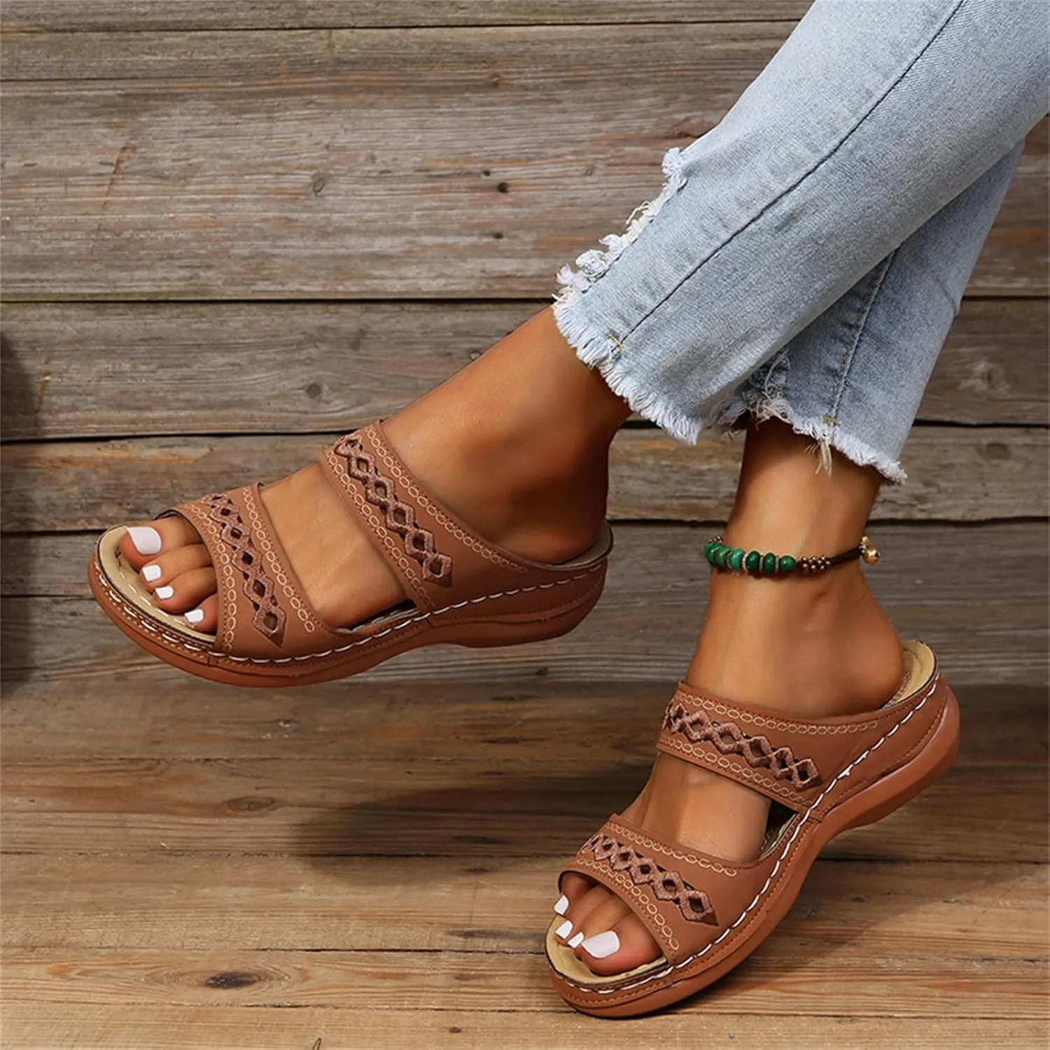 Sandals Women Dressy Summer Flat Island Cute Casual Beach Shoes Orthopedic Slippers Comfortable Orthotic Flip Flops