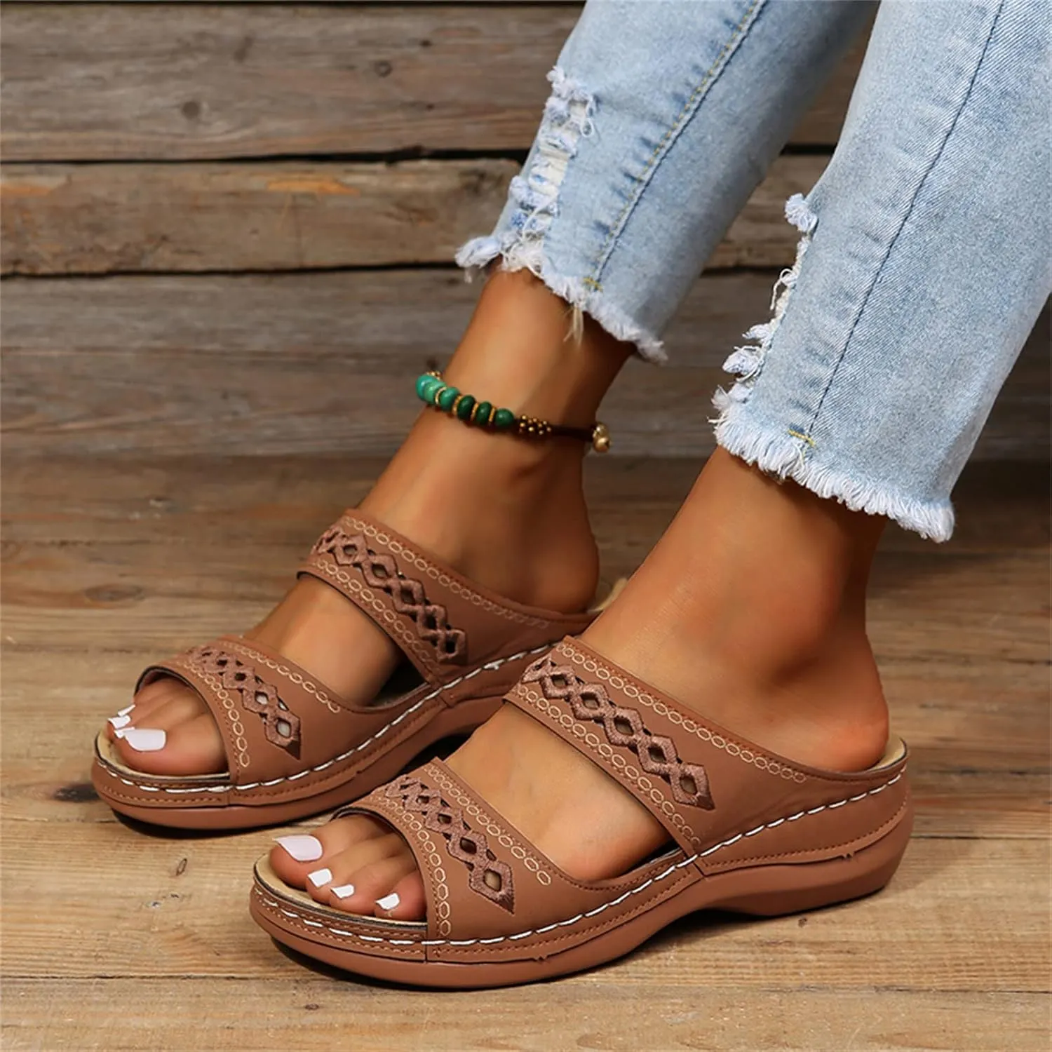 Sandals Women Dressy Summer Flat Island Cute Casual Beach Shoes Orthopedic Slippers Comfortable Orthotic Flip Flops