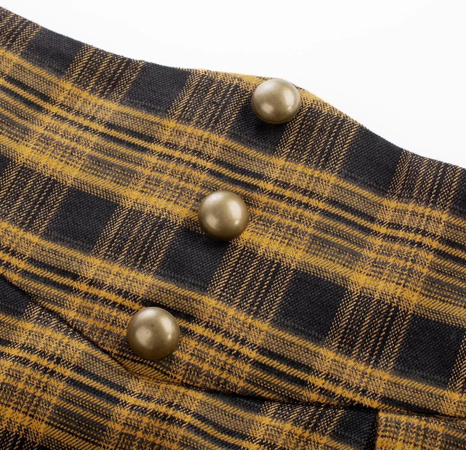 Scarlet Darkness Womens Plaid Skirt Elastic Waist A-Line Victorian Tartan Maxi Skirts