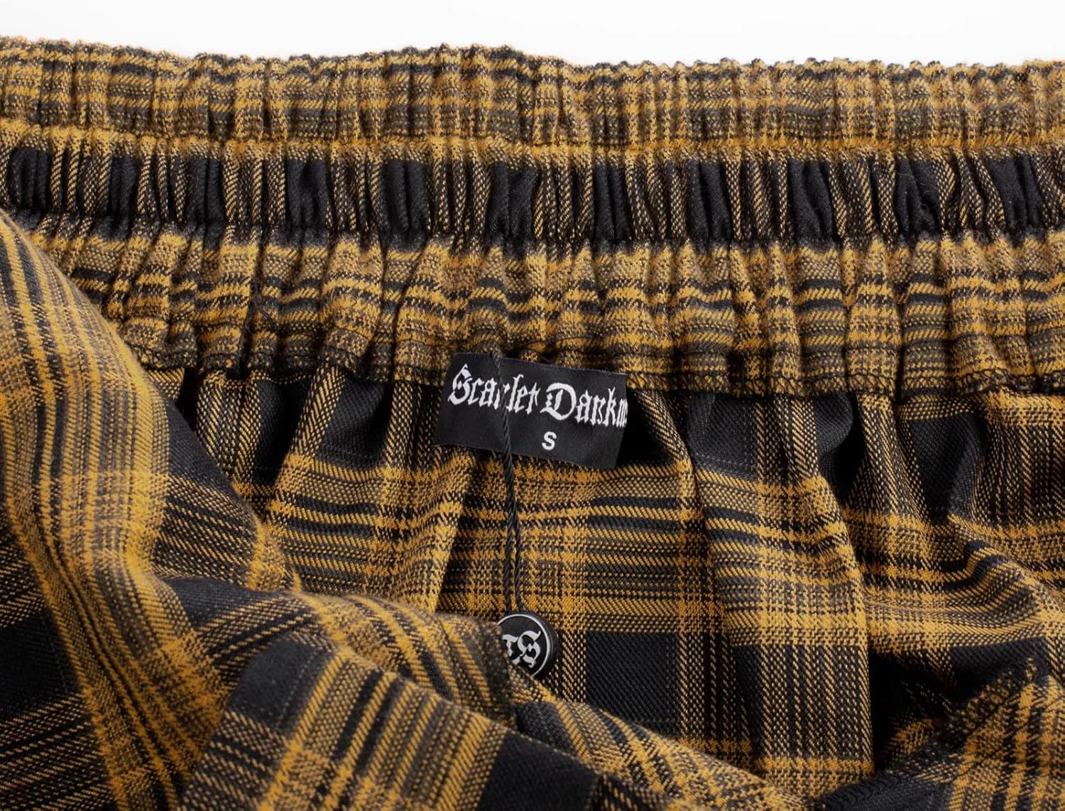 Scarlet Darkness Womens Plaid Skirt Elastic Waist A-Line Victorian Tartan Maxi Skirts