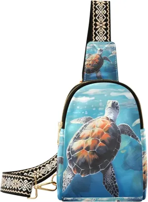 Sea Turtle Sling Bag for Women Fanny Packs for Women Small Leather Fanny Pack Crossbody Bags Fashion Waist Packs Chest Bag for Travel 21340797