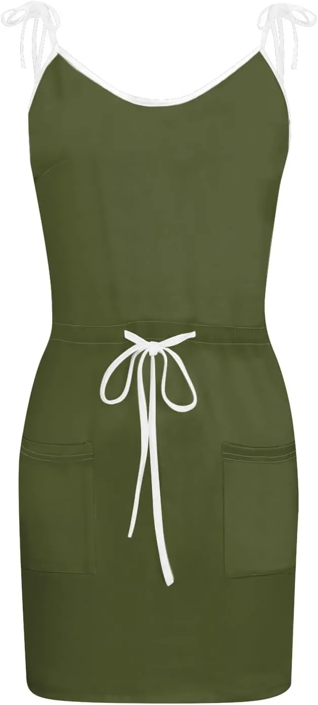 SERYU Women Summer Casual Sleeveless Dresses Spaghetti Strap V-Neck Mini Dress Party Beach Sundress with Pocket