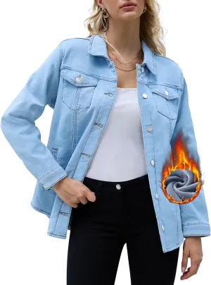 Sherpa Jacket Women Fleece Lined Denim Jacket Womens Jean Jacket Trendy Winter Coats