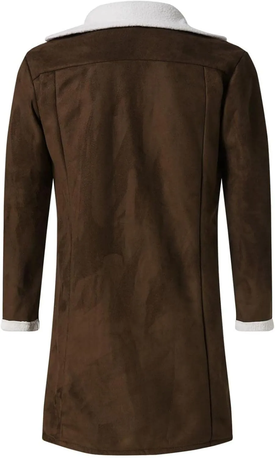 Sherpa Lined Jacket Men Sheepskin Fleece Coat Fur Collar Long Trench Coats Double Breasted Peacoat Warm Winter Overcoat