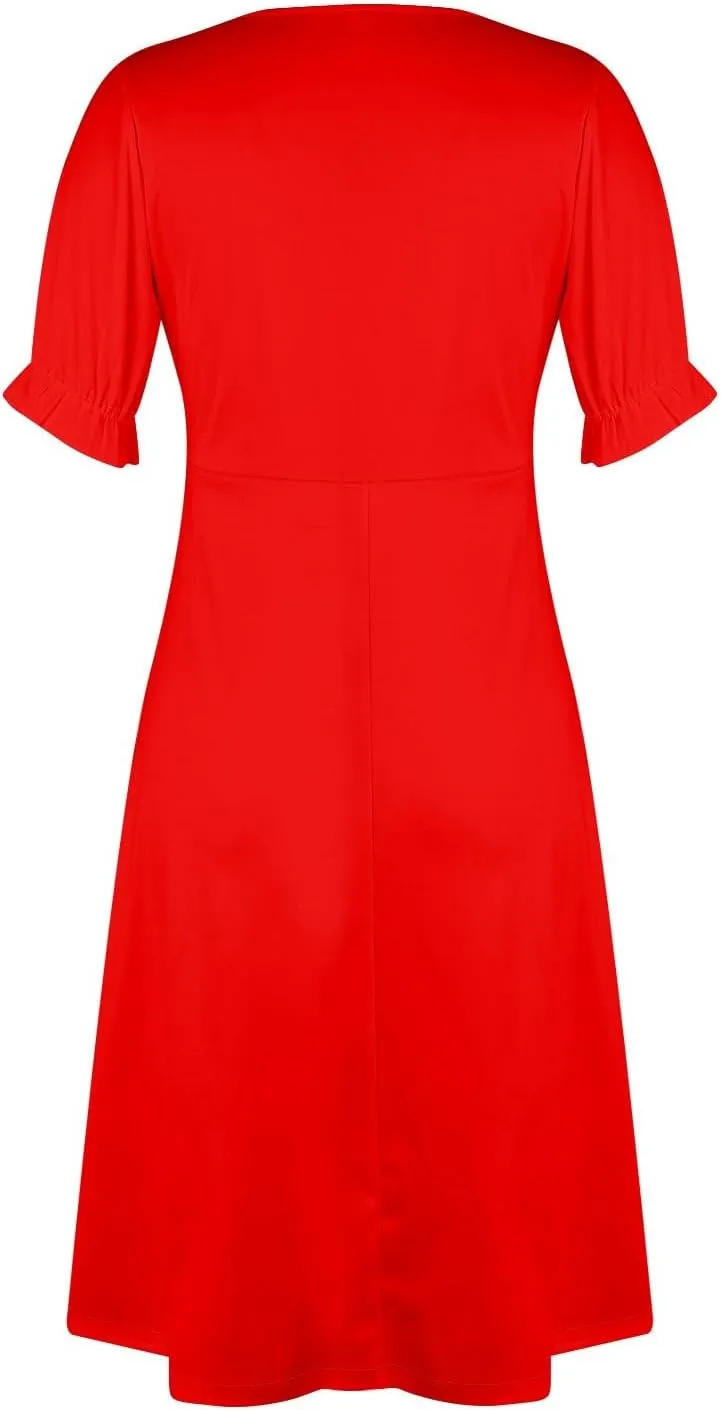Shift Dresses for Women Faux Wrap Irregular Hem Boho Midi-Dress Elegant Summer 2025 Trendy