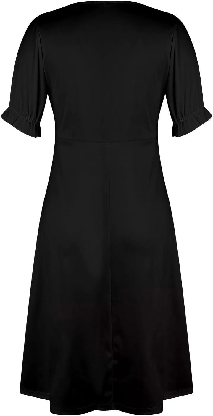 Shift Dresses for Women Faux Wrap Irregular Hem Boho Midi-Dress Elegant Summer 2025 Trendy