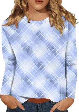 Shirts for Women Crew Neck Long Sleeves Blouse Floral Print Fitted Top Daily Casual Vacation Basic Tops