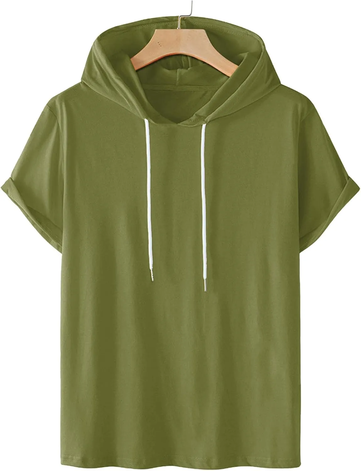 Short Sleeve Hoodies for Men Gym Workout Sweatshirt Lightweight Athletic Pullover Plus Size Hooded T Shirt Active Tops