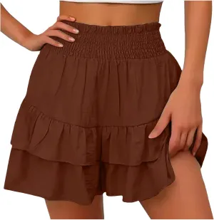 Shorts for Women High Waisted Casual Baggy Elastic Waisted Skorts Lightweight Comfort Trendy Summer Beach Clothings