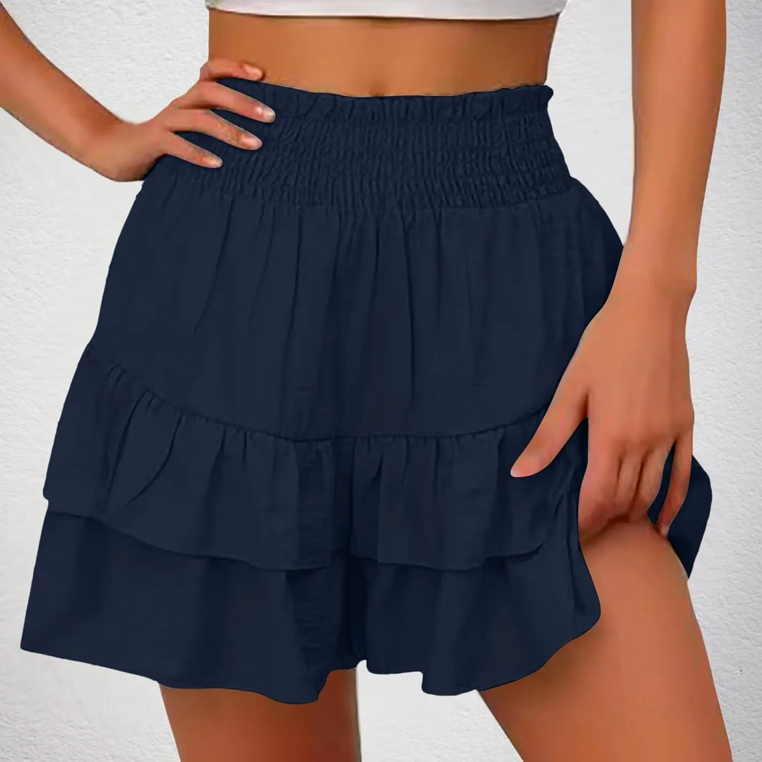 Shorts for Women High Waisted Casual Baggy Elastic Waisted Skorts Lightweight Comfort Trendy Summer Beach Clothings