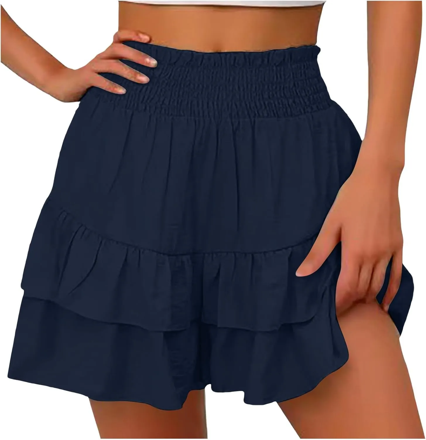 Shorts for Women High Waisted Casual Baggy Elastic Waisted Skorts Lightweight Comfort Trendy Summer Beach Clothings