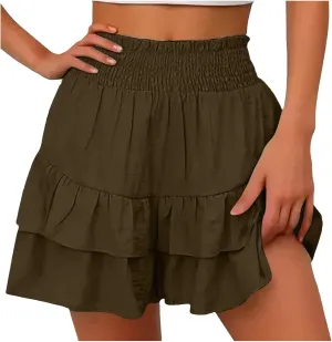 Shorts for Women High Waisted Casual Baggy Elastic Waisted Skorts Lightweight Comfort Trendy Summer Beach Clothings
