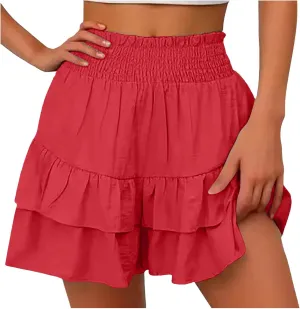 Shorts for Women High Waisted Casual Baggy Elastic Waisted Skorts Lightweight Comfort Trendy Summer Beach Clothings