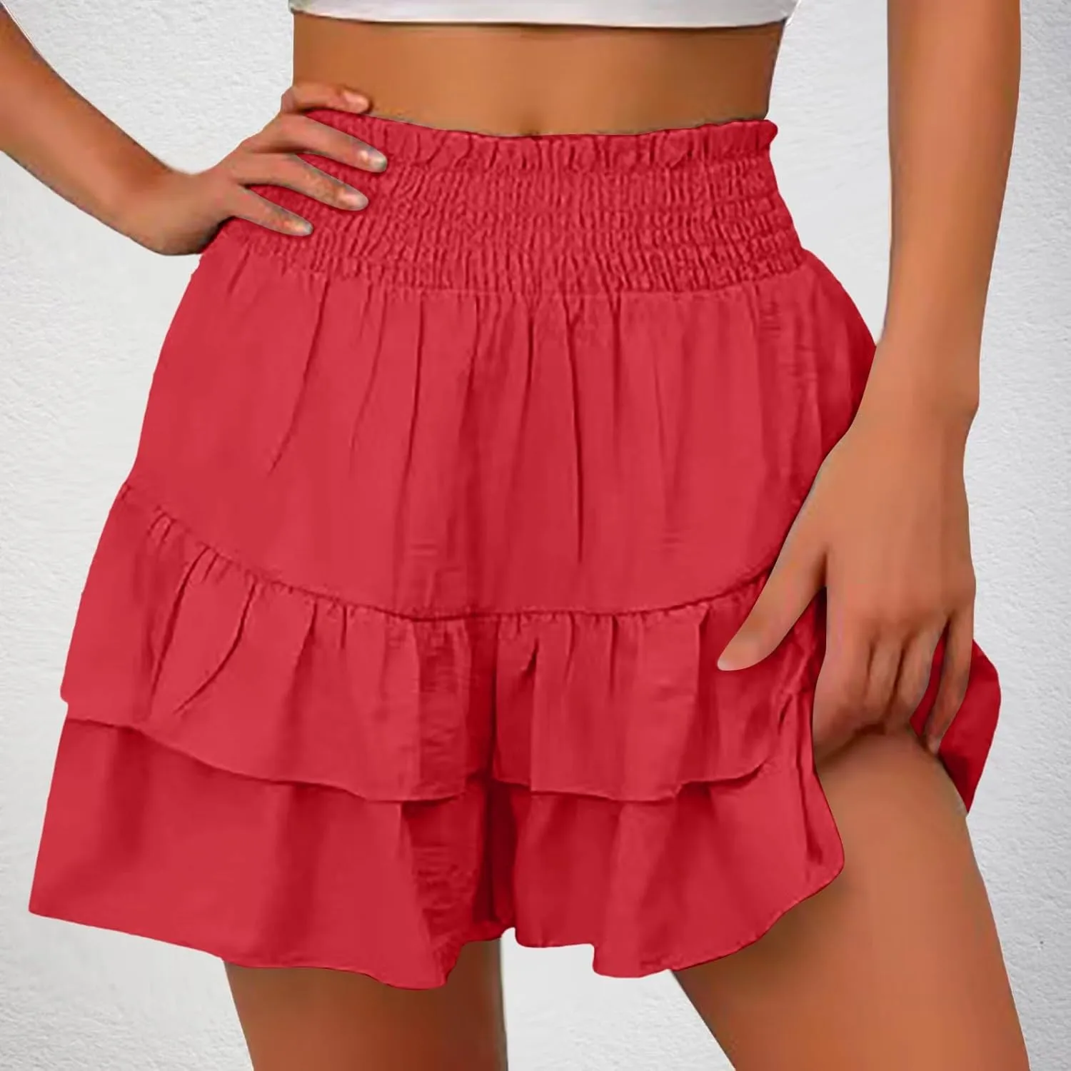 Shorts for Women High Waisted Casual Baggy Elastic Waisted Skorts Lightweight Comfort Trendy Summer Beach Clothings