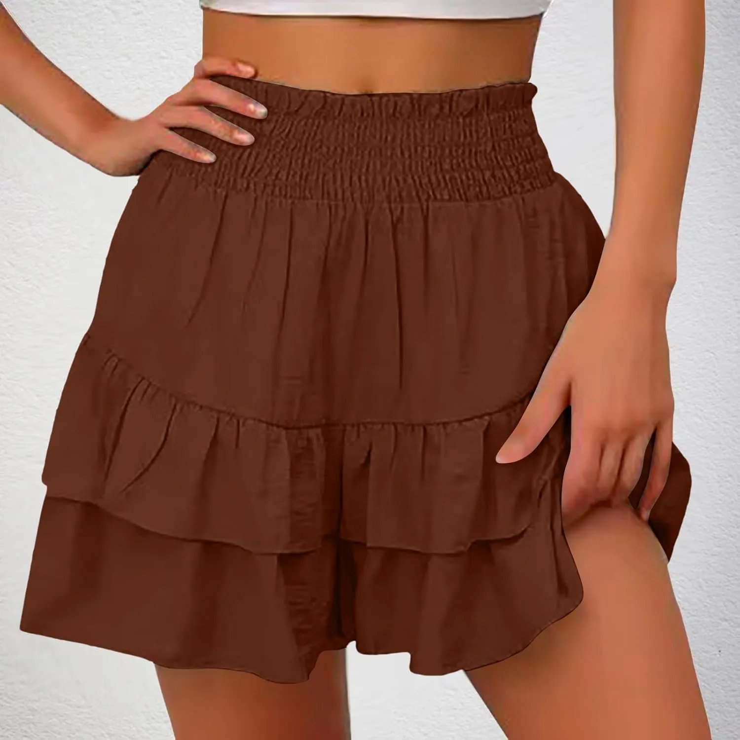 Shorts for Women High Waisted Casual Baggy Elastic Waisted Skorts Lightweight Comfort Trendy Summer Beach Clothings