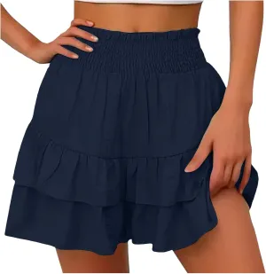 Shorts for Women High Waisted Casual Baggy Elastic Waisted Skorts Lightweight Comfort Trendy Summer Beach Clothings