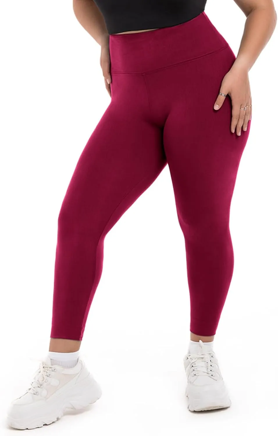 SINOPHANT Plus Size Leggings for Women, High Waisted Tummy Control Buttery Super Soft Black Yoga Pants for Workout