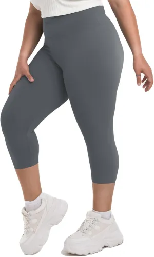 SINOPHANT Plus Size Leggings for Women, High Waisted Tummy Control Buttery Super Soft Black Yoga Pants for Workout