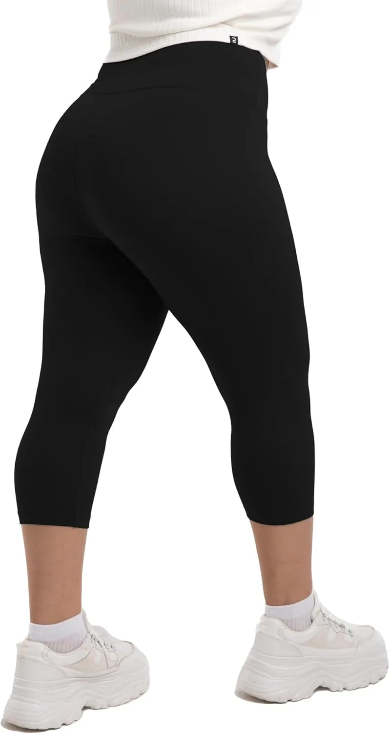 SINOPHANT Plus Size Leggings for Women, High Waisted Tummy Control Buttery Super Soft Black Yoga Pants for Workout