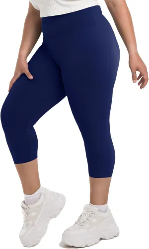 SINOPHANT Plus Size Leggings for Women, High Waisted Tummy Control Buttery Super Soft Black Yoga Pants for Workout