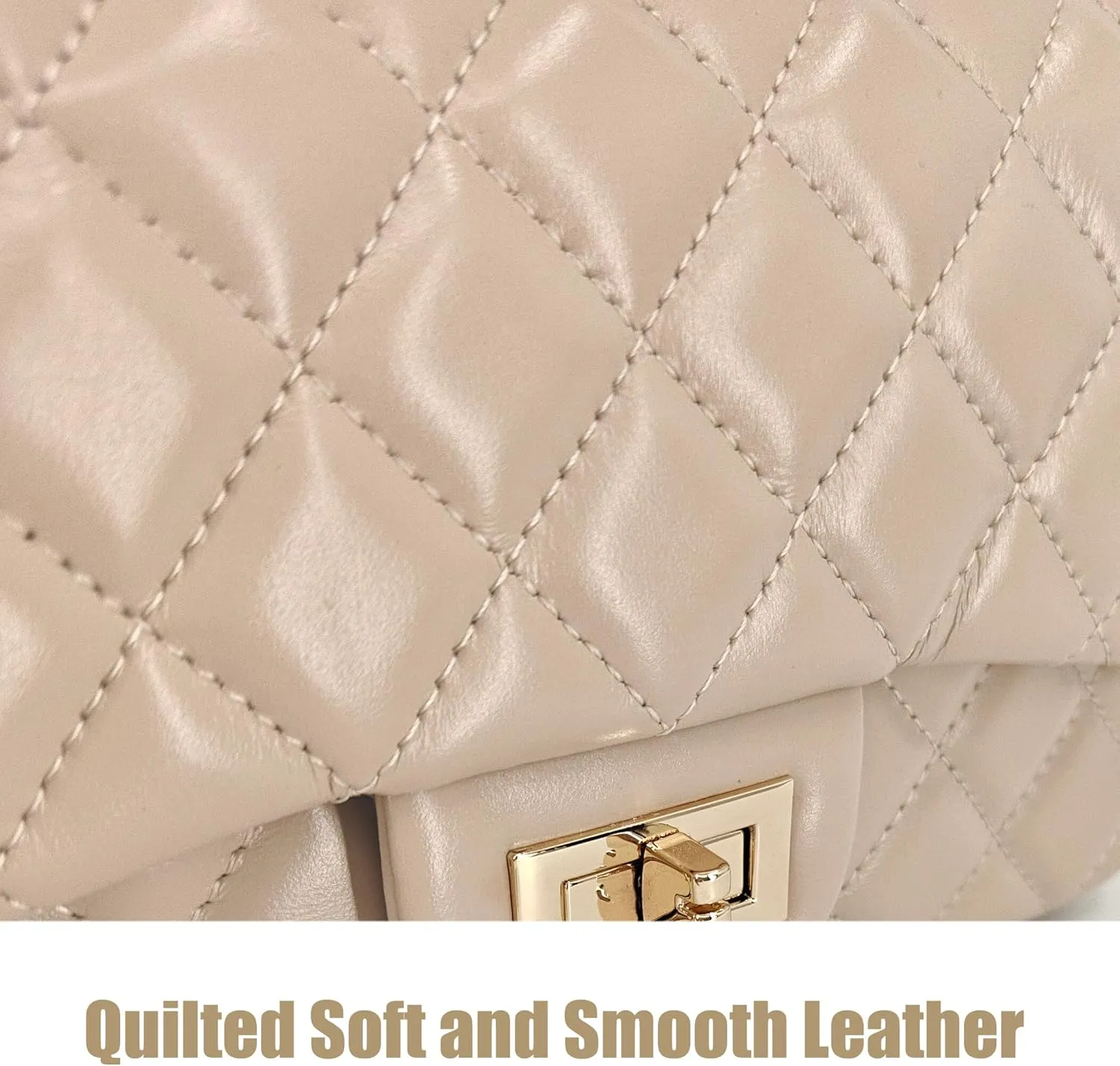 Small Quilted Crossbody Bags for Women, Soft Leather Shoulder Bag with Gold Chain Strap, Metal Top Handle Flap Evening Purse