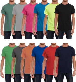 SOCKS'NBULK Men's Cotton Crew Neck Regular T-Shirts Bulk Short Sleeve Lightweight Tees Mix Colors