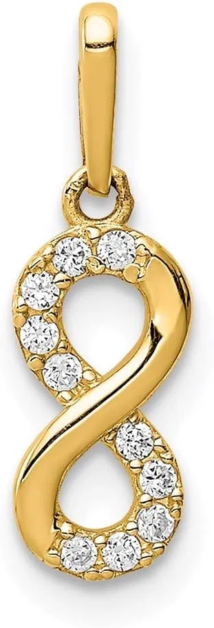 Solid 14k Yellow Gold CZ Cubic Zirconia Infinity Love Knot Symbol Symbol Pendant Charm