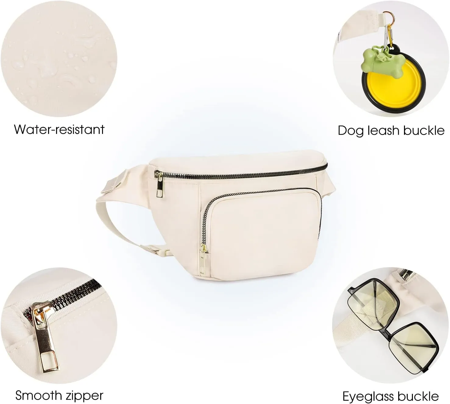 sportsnew Fanny Packs for Women,Large Waist Pack with Extra Extension Belt,Fashion Crossbody Belt Bags for Travel Walking Running Hiking Beige