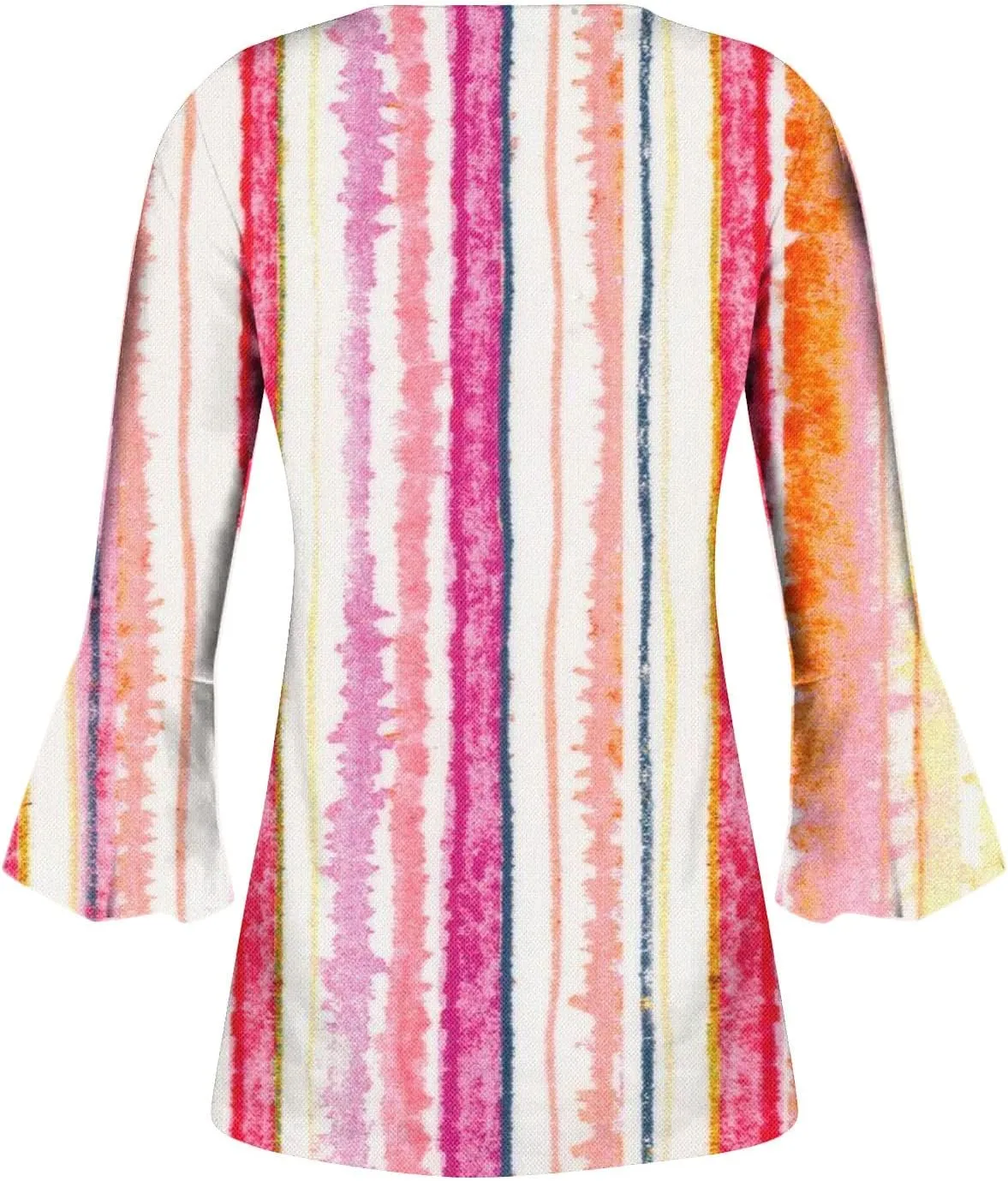 Spring Summer Tops for Women 2024 Trendy Floral Print Bohemian Shirts Casual Button Up 3/4 Sleeve Empire Waist Blouse