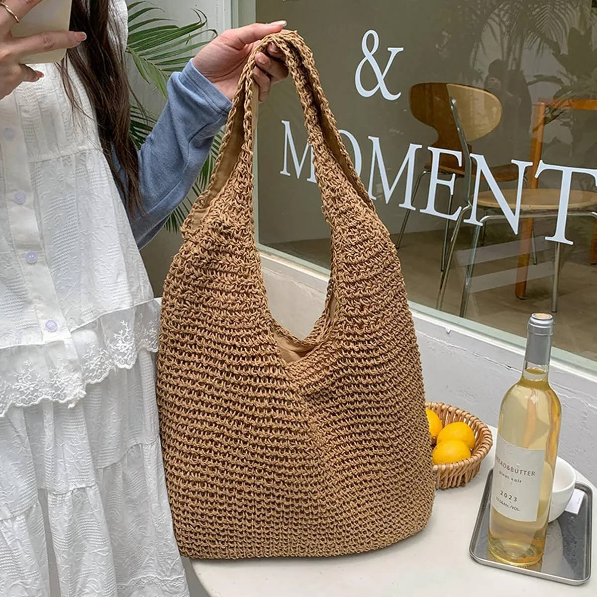 Straw Beach Bags for Women Summer Woven Beach Tote Bag Handmade Shoulder Handbags Purse for Vacation Holiday Gift 2025