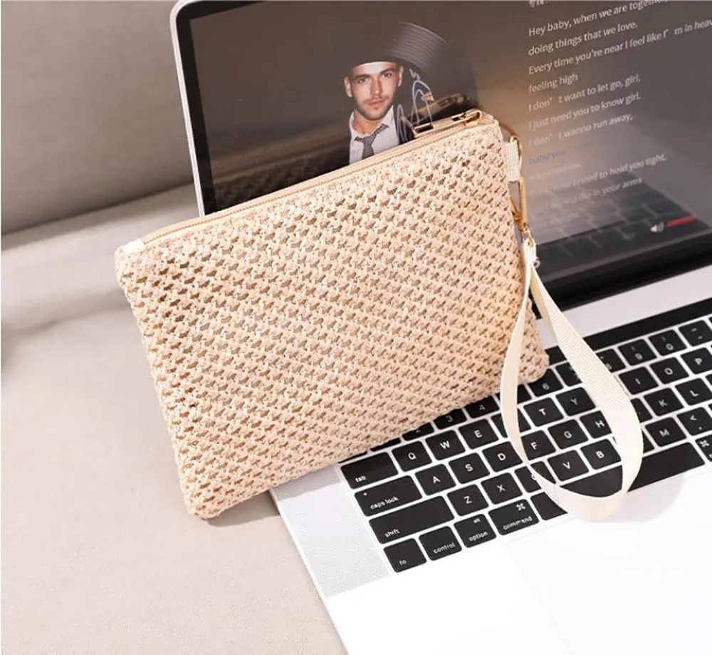 Straw Purse Hand Wrist Type Summer Beach bag Handbags Wallet