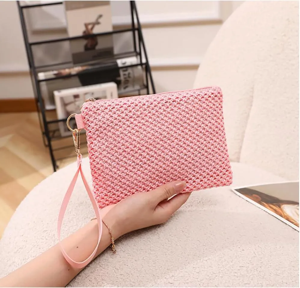 Straw Purse Hand Wrist Type Summer Beach bag Handbags Wallet