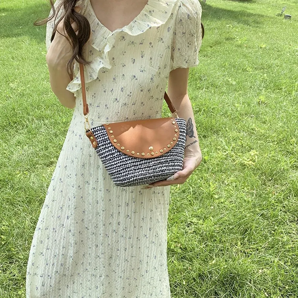 Straw Shoulder Bag for Women Woven Purse Beach Bucket Clutch Straw Satchel Crossbody Bag 2025