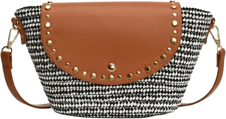 Straw Shoulder Bag for Women Woven Purse Beach Bucket Clutch Straw Satchel Crossbody Bag 2025