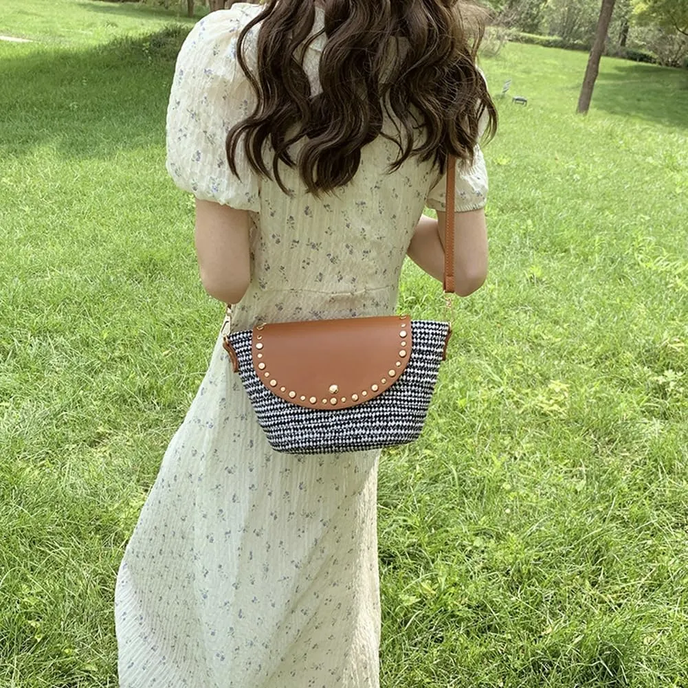 Straw Shoulder Bag for Women Woven Purse Beach Bucket Clutch Straw Satchel Crossbody Bag 2025