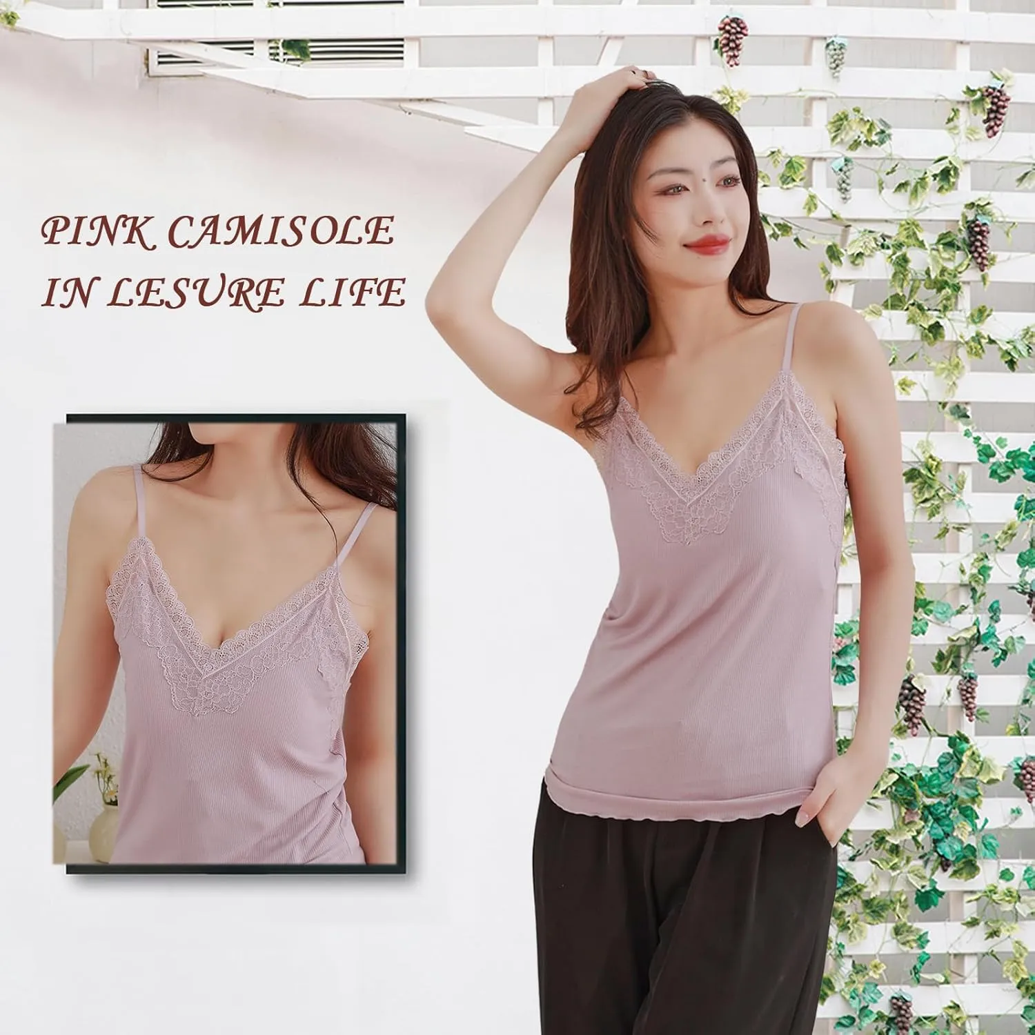 Summer New Camisoles Built in Bra for Women Tank Tops Spaghetti Strap Pajamas Camis Top