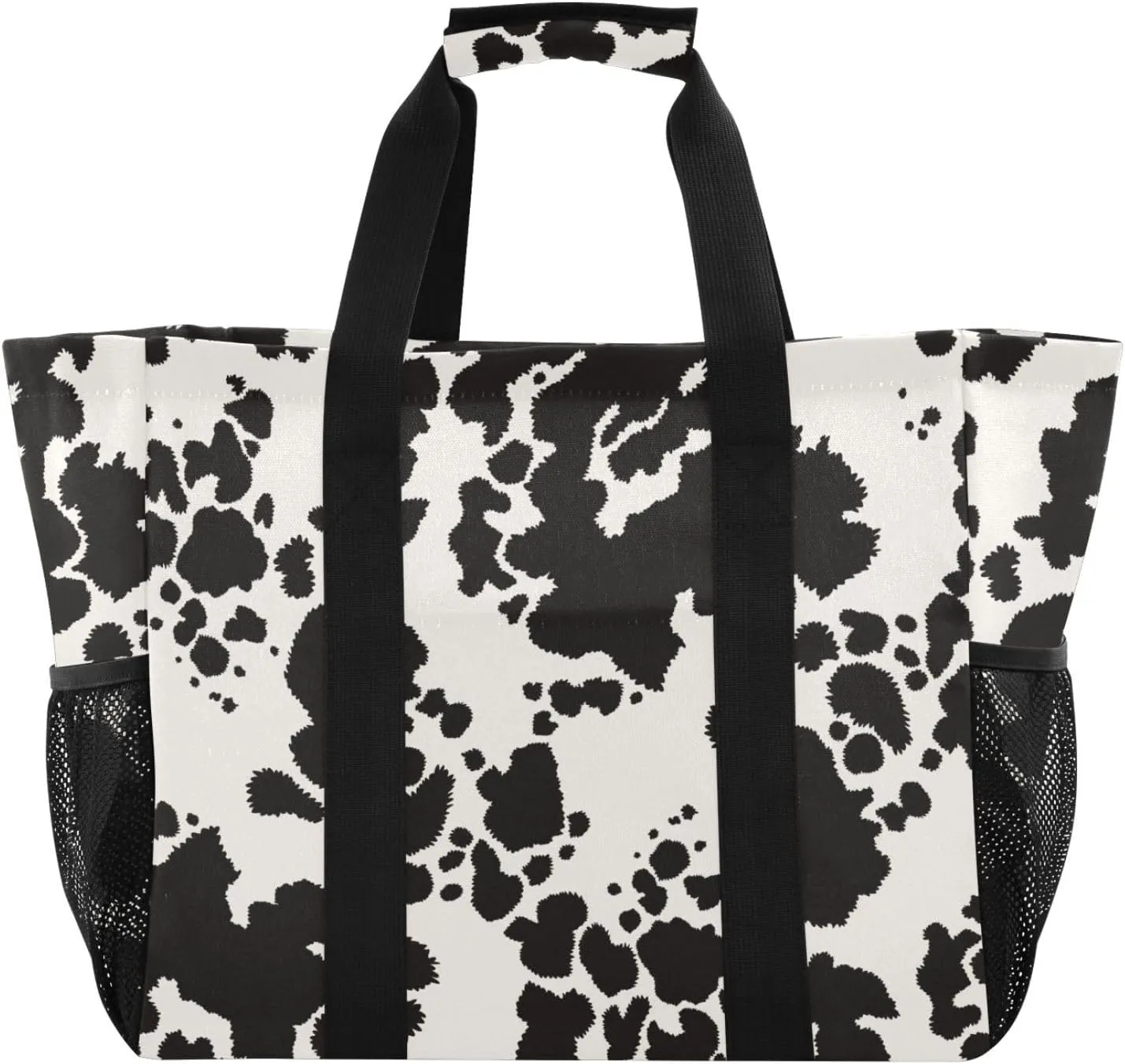 susiyo Animal Cow Print Reusable Grocery Tote Bag Collapsible Canvas Beach Bag Large Travel Bags for Hiking Trip Pool
