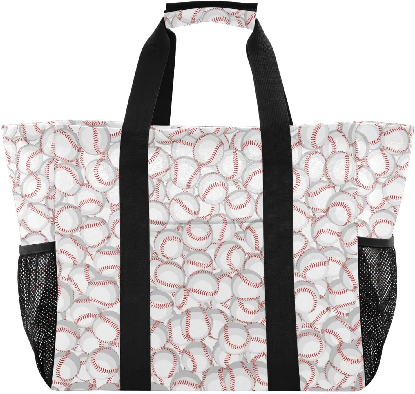 susiyo Baseballs Pattern Reusable Grocery Tote Bag Collapsible Canvas Beach Bag Large Travel Bags for Hiking Trip Pool
