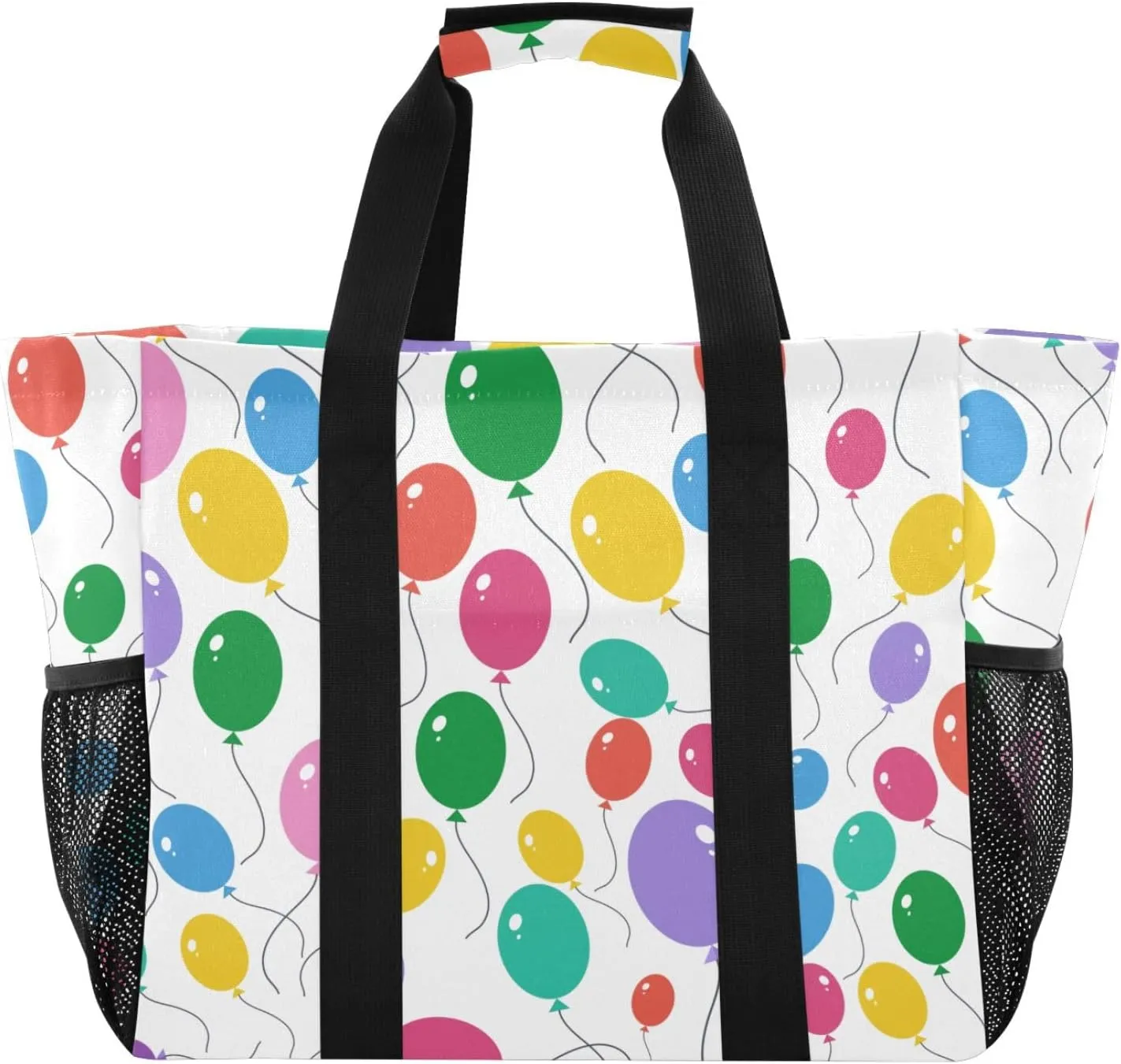 susiyo Colorful Balloons for Birthday Anniversary Reusable Grocery Tote Bag Collapsible Canvas Beach Bag Large Travel Bags for Hiking Trip Pool