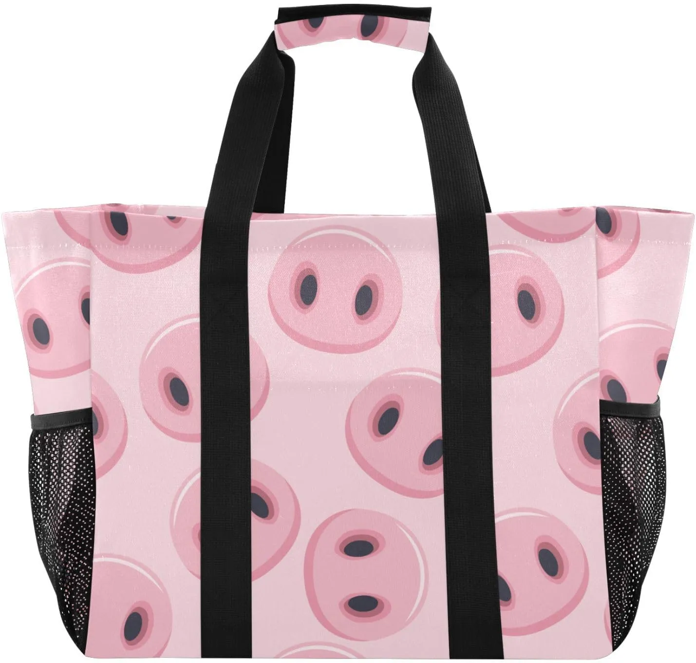 susiyo Cute Pigs Noses Reusable Grocery Tote Bag Collapsible Canvas Beach Bag Large Travel Bags for Hiking Trip Pool