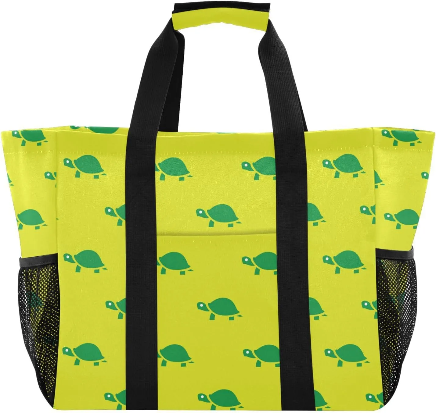 susiyo Green Turtles Animal Pattern Reusable Grocery Tote Bag Collapsible Canvas Beach Bag Large Travel Bags for Hiking Trip Pool