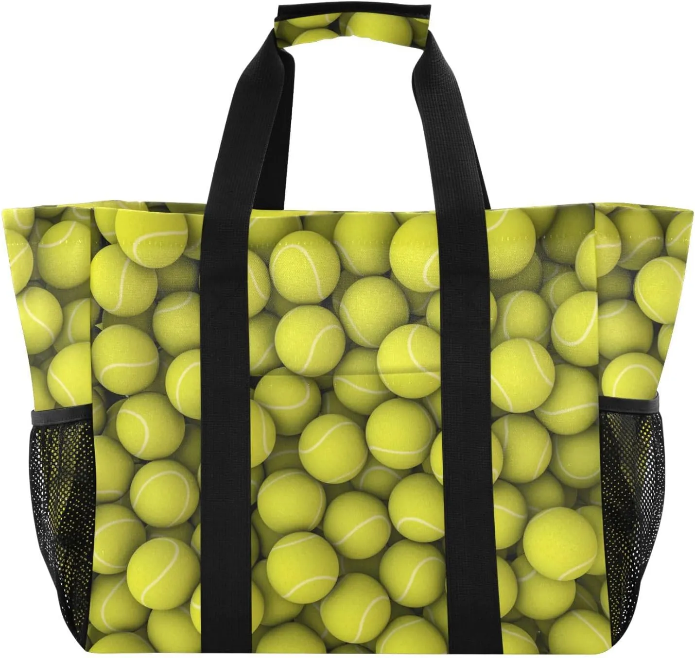 susiyo Tennis Balls Reusable Grocery Tote Bag Collapsible Canvas Beach Bag Large Travel Bags for Hiking Trip Pool