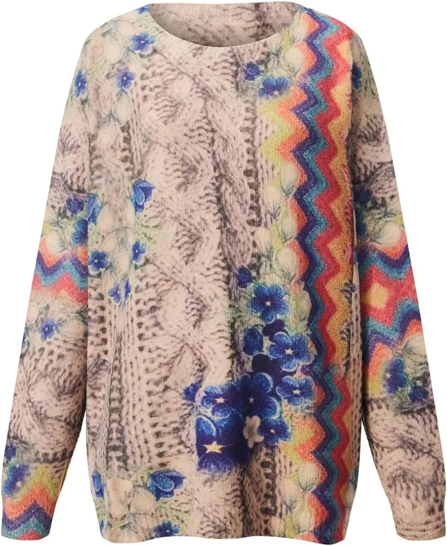 Sweaters for Women Oversized Sweaters Casual Boho Clothes Knit Tops Trendy Graphic Sweater