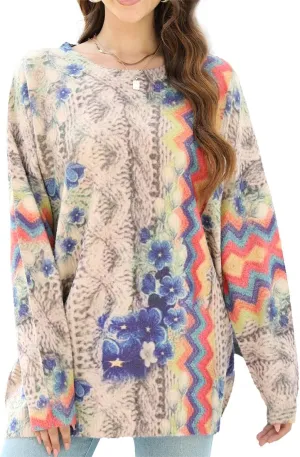 Sweaters for Women Oversized Sweaters Casual Boho Clothes Knit Tops Trendy Graphic Sweater