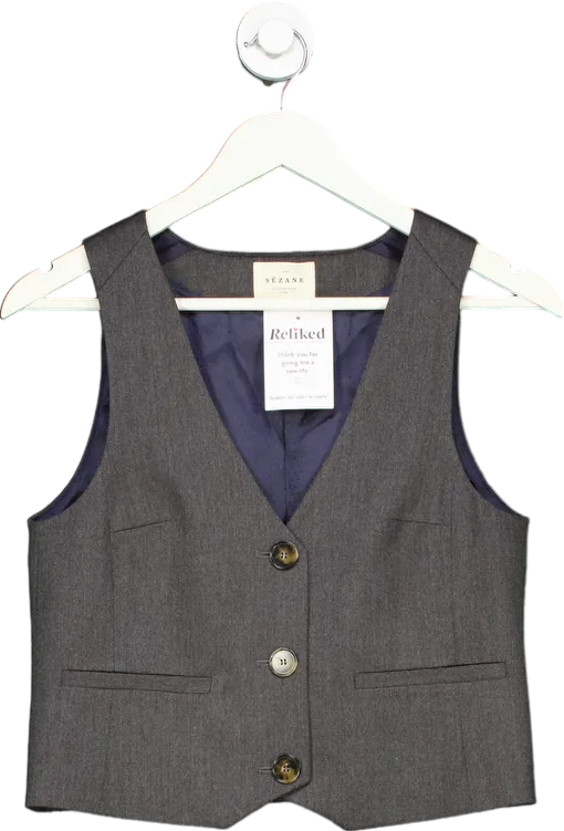 Sézane Grey Wool Blend Vest UK 10