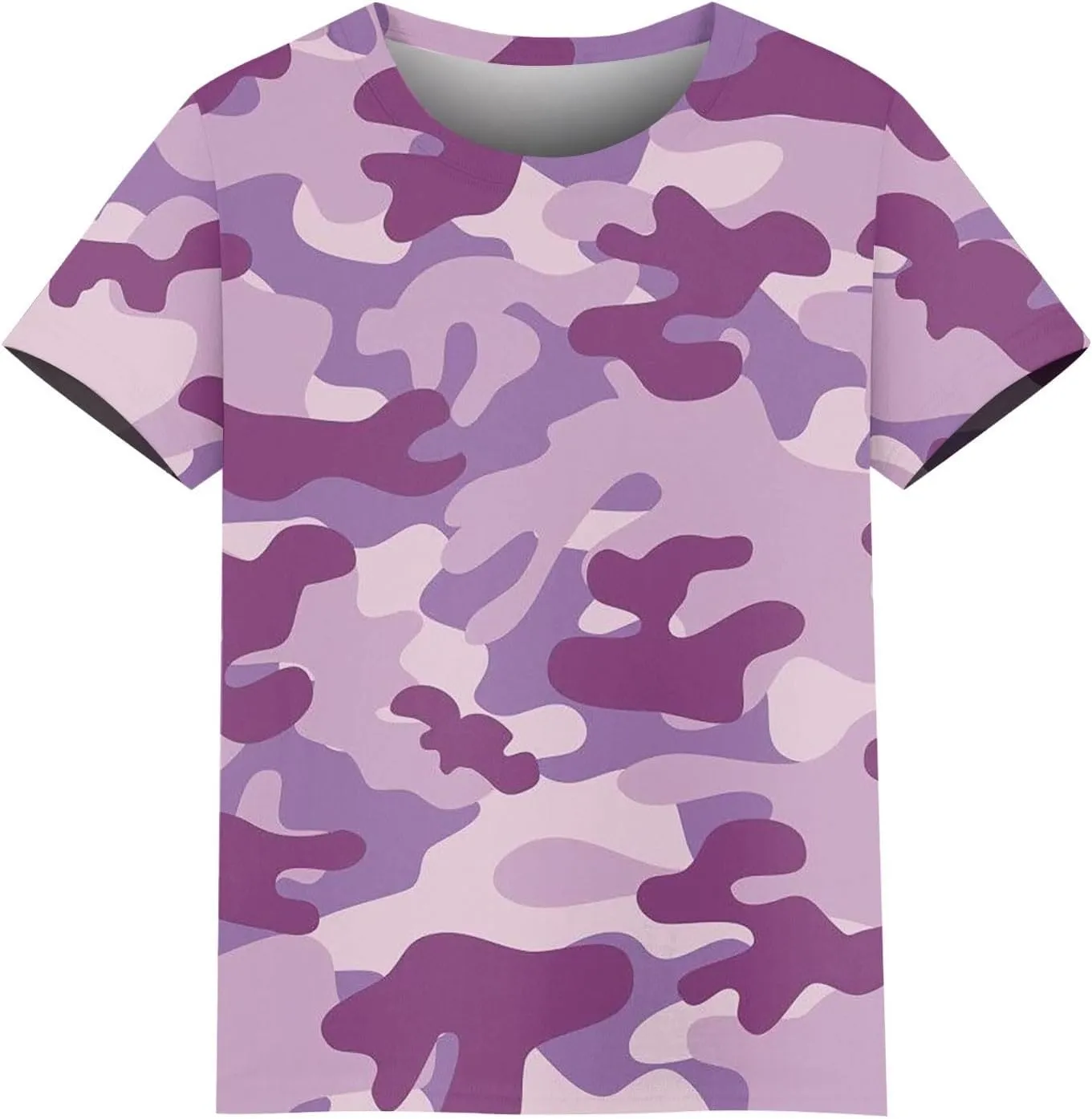 T Shirts for Women Camouflage Print Cute Going Out Tops Short Sleeve Crew Neck Shirts Blouses Casual Clothes Trendy S-5xl