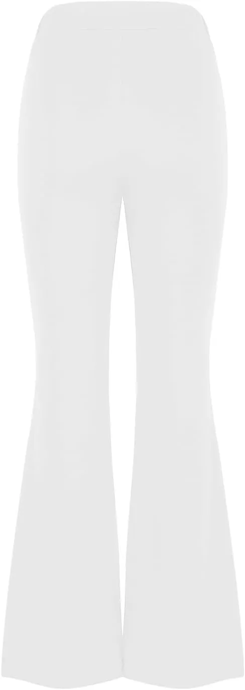 TANGNADE Women's High Waisted Double Breasted Elastic Flared Dress Pants Casual Work Pants Trendy Trouser Suit Pants